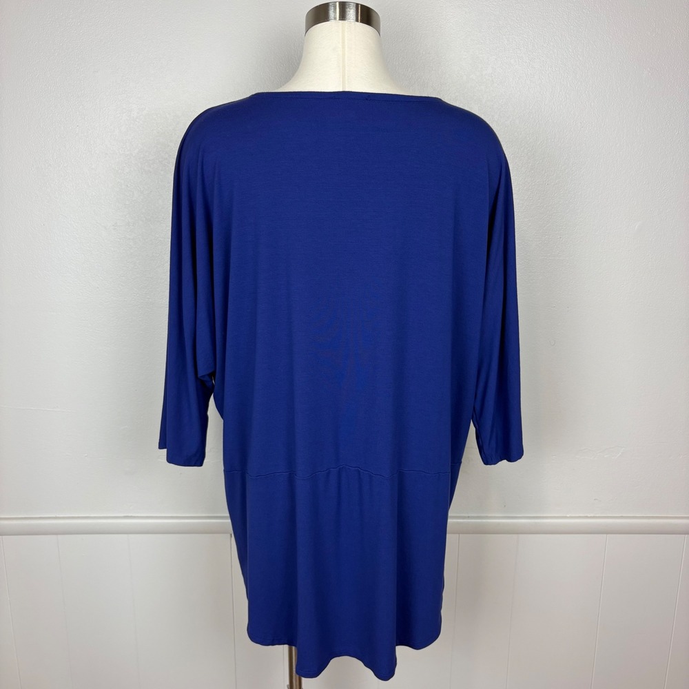 Eileen Fisher Oversized Jersey Knit Tunic Top Size‎ L Cobalt Blue Dolman Sleeve - Picture 7 of 12